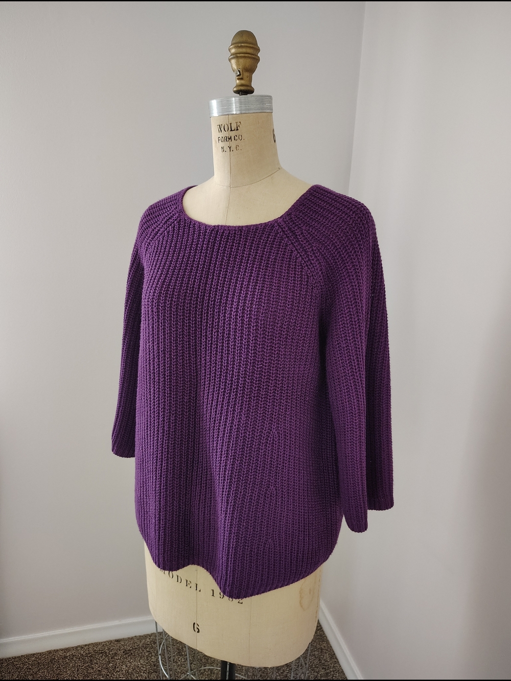 Izod Purple Scoop Neck Knit Sweater